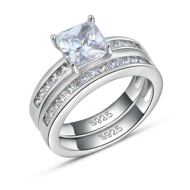 Sasha Champagne Bridal Engagement Wedding Ring Band Set Ginger Lyne Collection 
